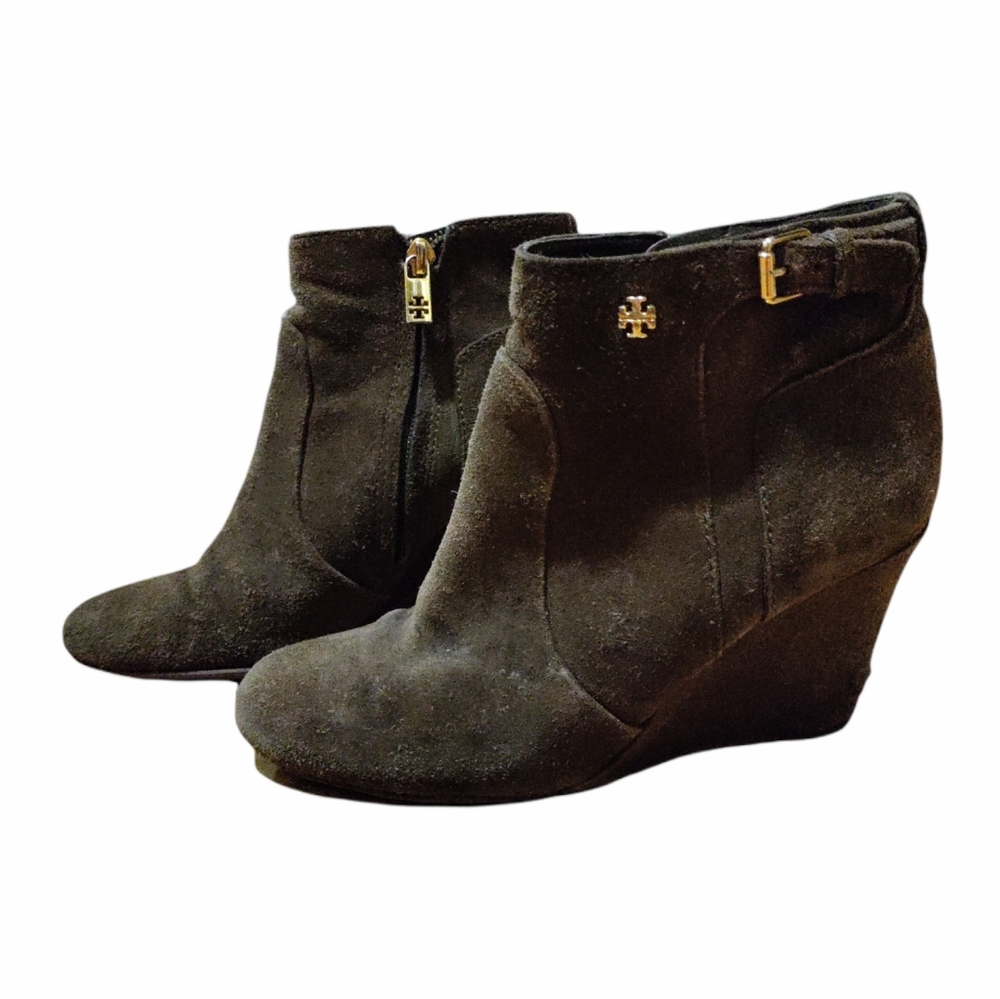 Tory Burch wedge 6.5 suede bootie leather handmade